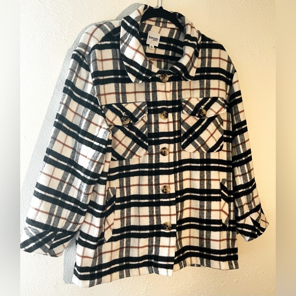 Kensie Jeans Black & White Button Down Shirt Size L - Picture 2 of 5